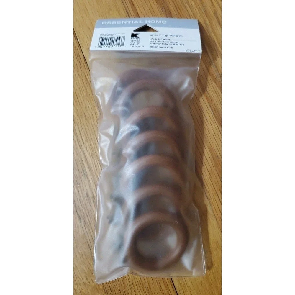 NEW Vintage Wood Curtain Rings 7‎ Pack 1 3/8